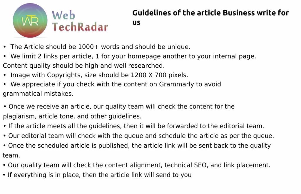 Guidelines of the article Business write for us