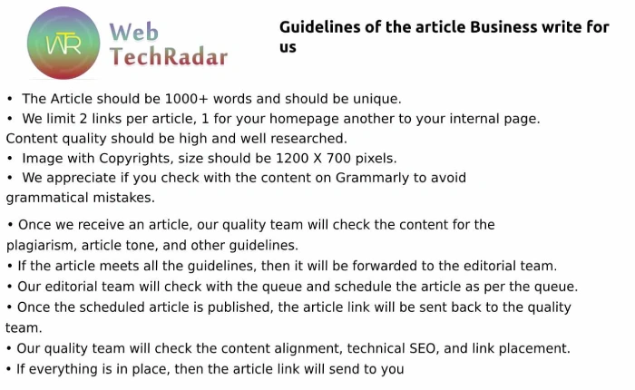 Guidelines of the article Business write for us
